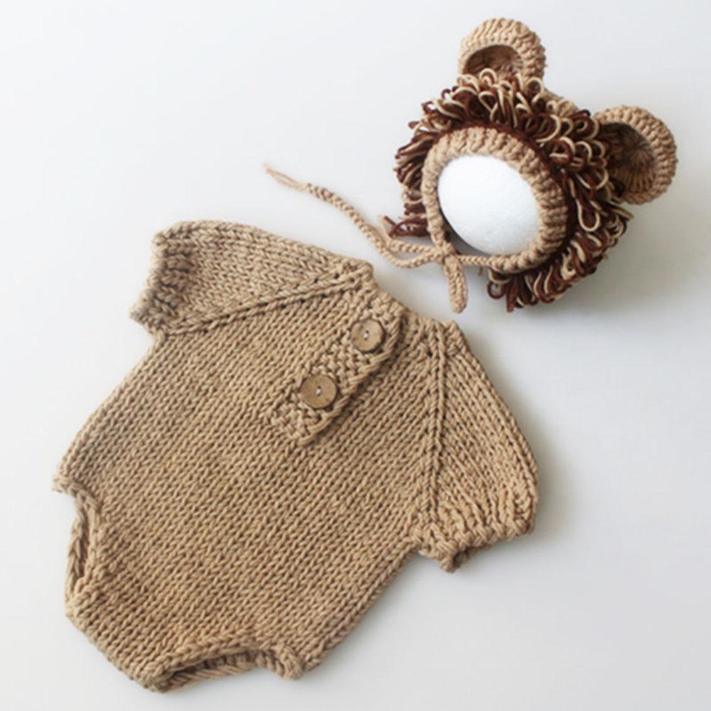 Kids Romper Baby Jumpsuit Bodysuit with Hat Knitting Sweater Photo Props