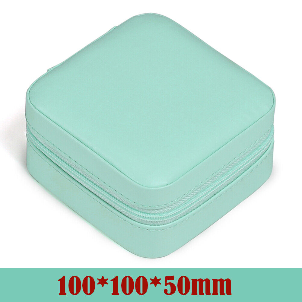 Portable Zipper Jewelry Case Travel Ring Holder Earrings Box (Sky Blue)