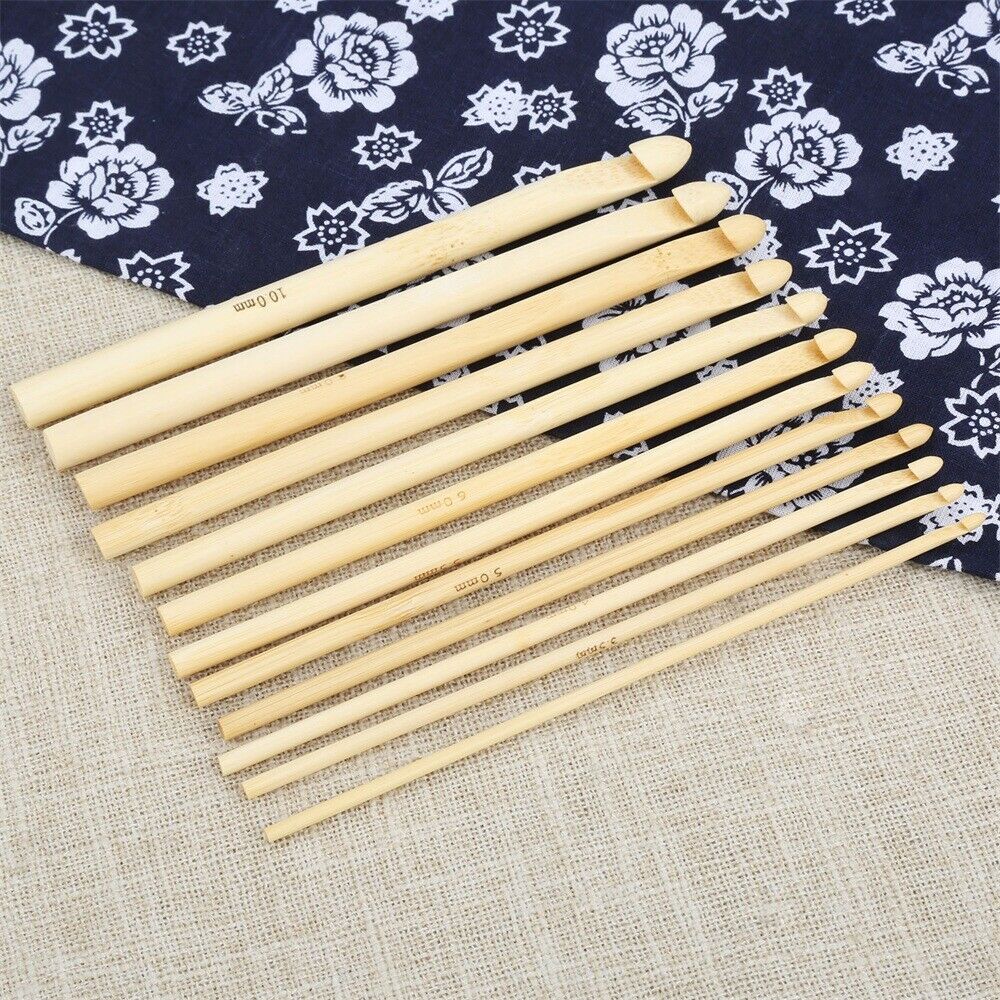 3-10mm Bamboo Crochet Hooks Sweater Bag Decoration Knitting Handmade Tools 12pcs