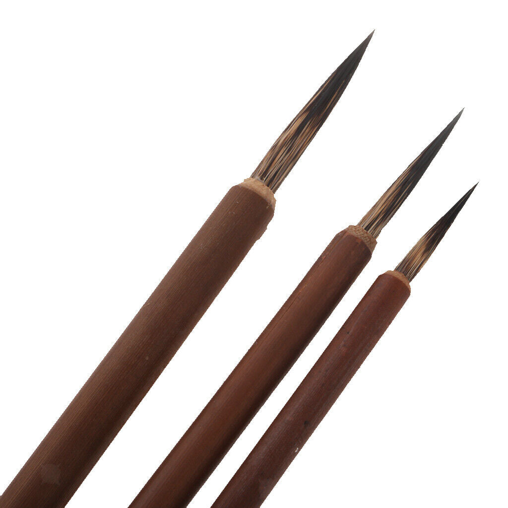 3 Pcs Rat Whisker Brushes Set Chinese Painting or Sumi Brushes L/M/