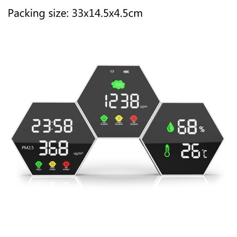 Air Quality Monitor Carbon Dioxide Detector PM2.5 Tester Thermometer Hygrometer