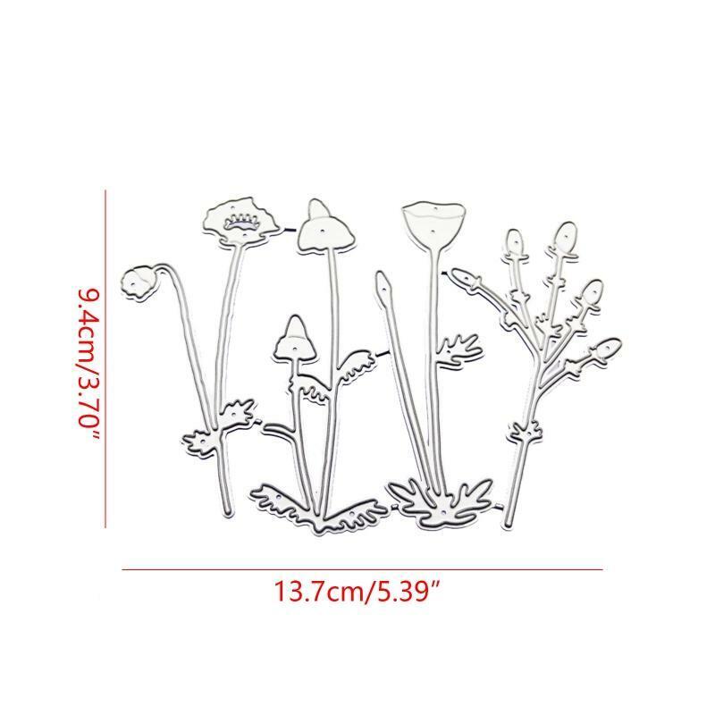 1 Set Blossom Flowerbud Grass Metal Cutting Dies Embossing Stencil DIY Template