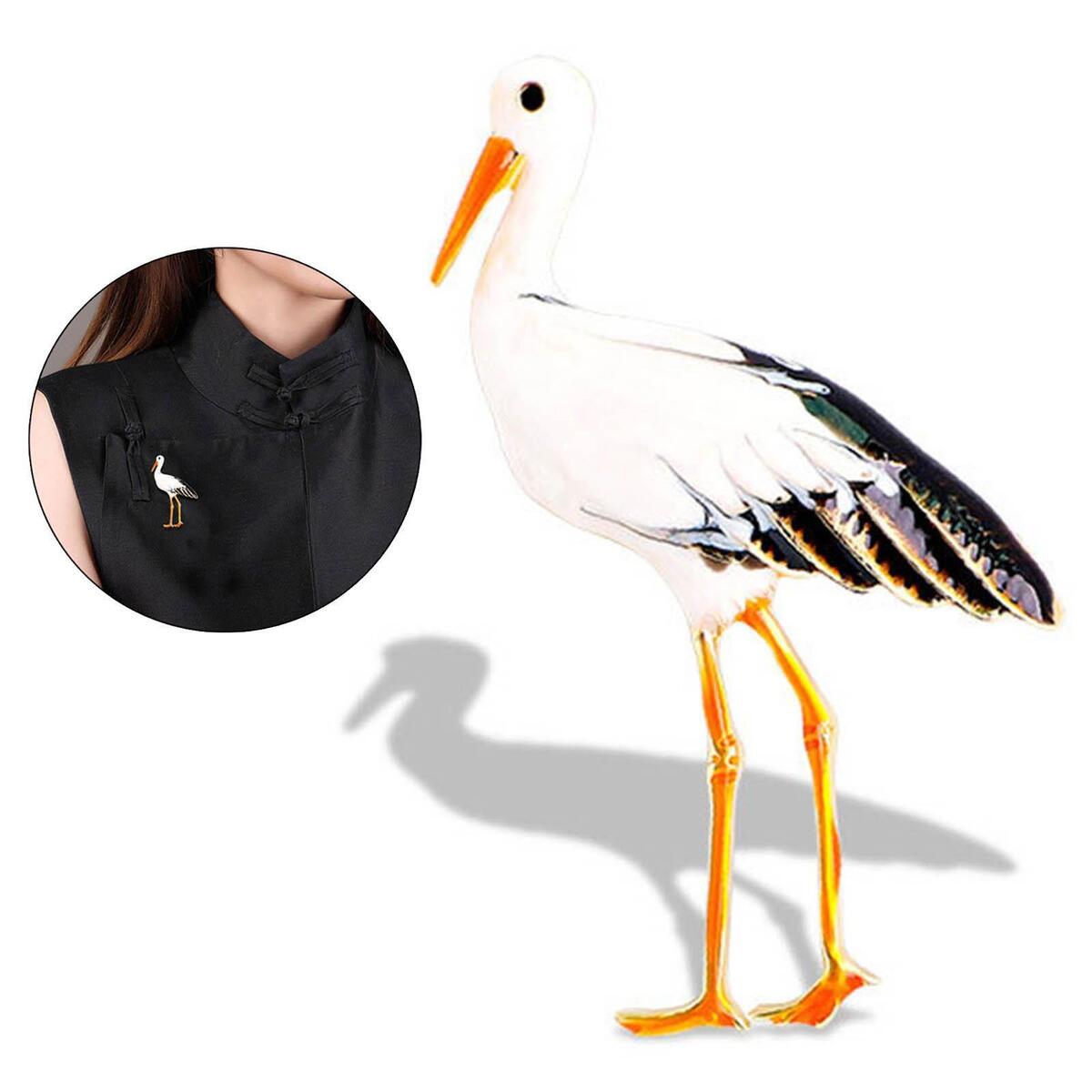 Crane  Brooch  Accessories Unique Jewelry for Business suits Hat