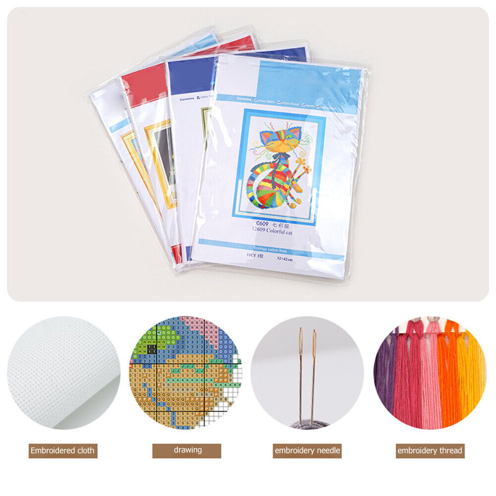 Lily 14CT Stamped Cross Stitch DIY Embroidery Set Canvas Needlework (J372)