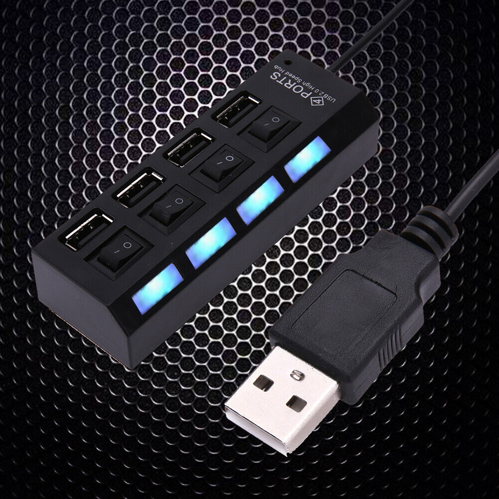 4 Port USB Charging Dock Station Quick Charger with Indicator and Switches