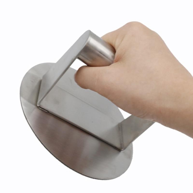 Stainless Steel Burger Smasher Heavy-Duty Round Bacon Grill Burger Press