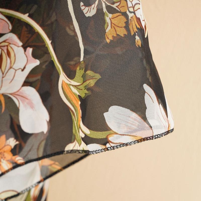 Women Boho Floral Print Kimono Cardigan Open Front Split Tassel Bikini Cover Up