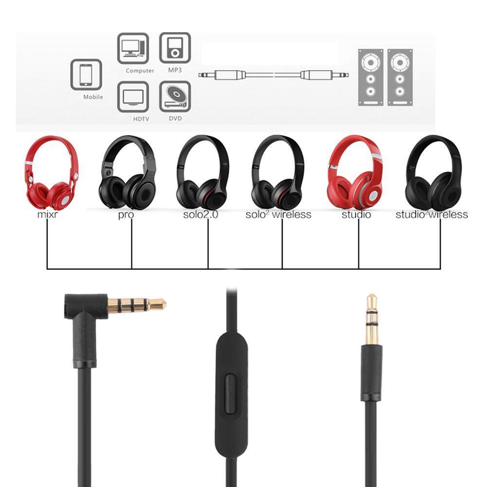 Replacement 3.5mm L Jack Audio Cable Cord Wire for Beats Solo HD Studio Pro