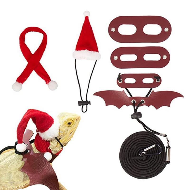 Bearded Dragon Harness Leash Set Adjustable for Small Pet Christmas Costume