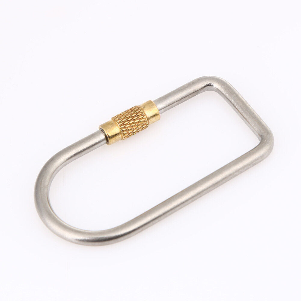 D Shape Titanium Alloy Screw Lock Carabiner Clip Hook Keychain Camping