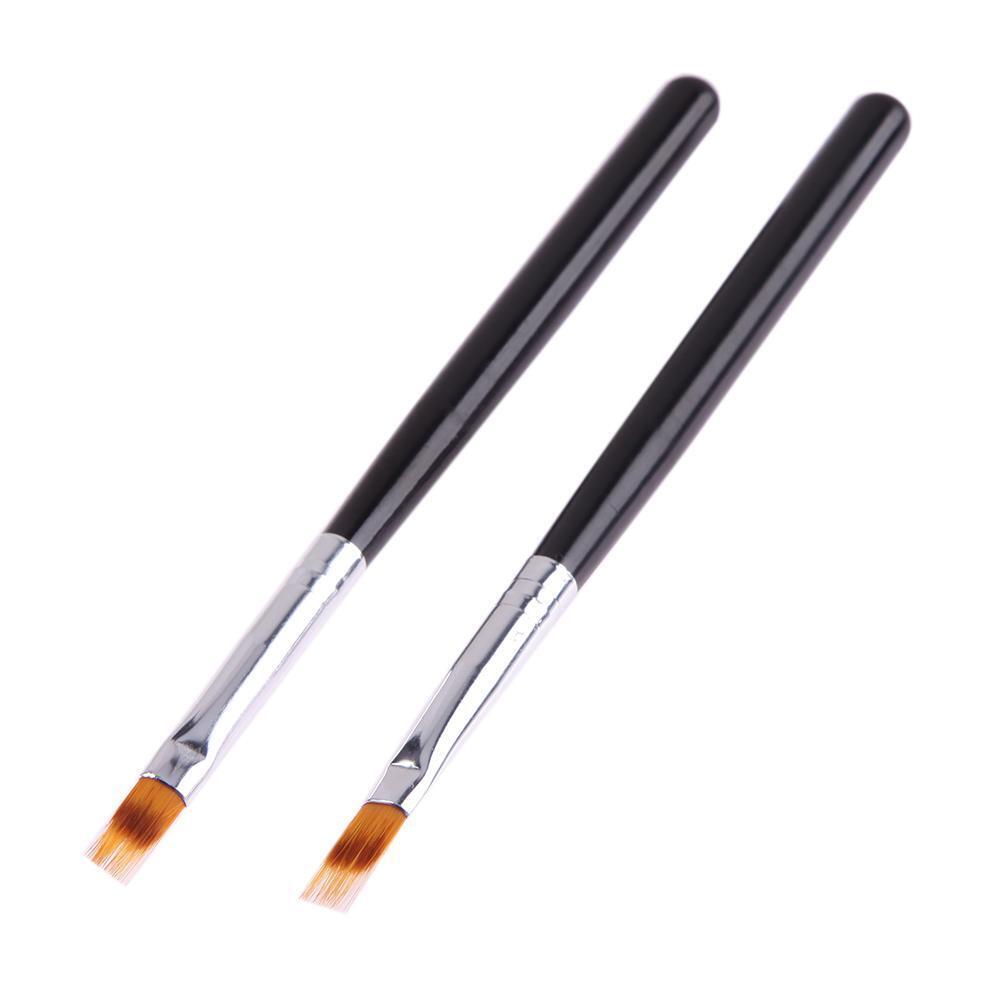 2Pcs Nail Art Gel Pen Brush Drawing Painting Wood Handle Manicure Tool