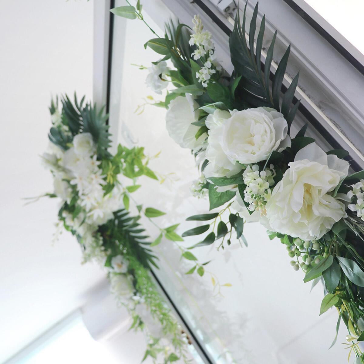 2x Silk Wedding Arch Flowers Kit Eucalyptus Leaf Garland for Window Wedding