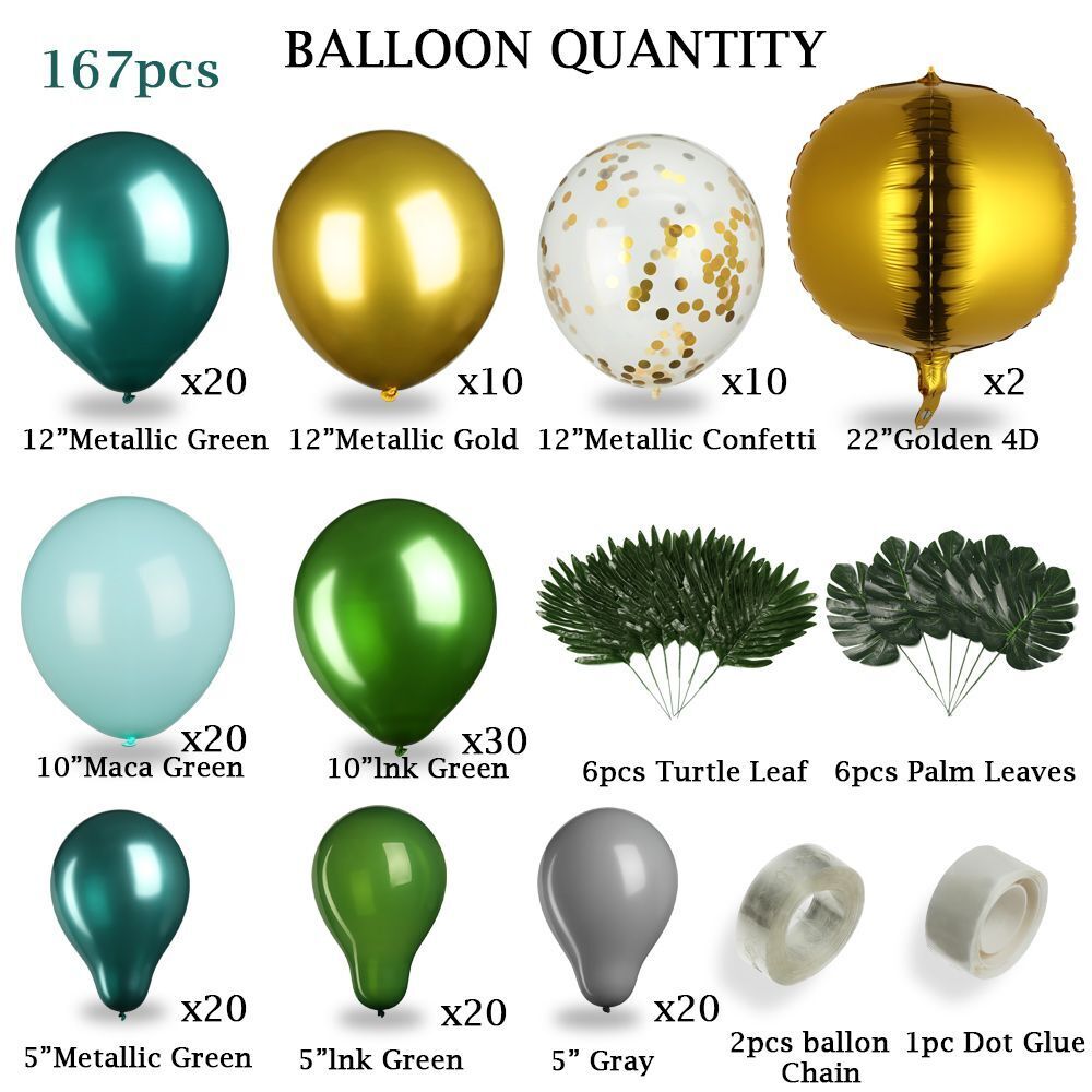 Kids Childs Baby Green Balloon Jungle Safari Party Decor Arch Garland Kit