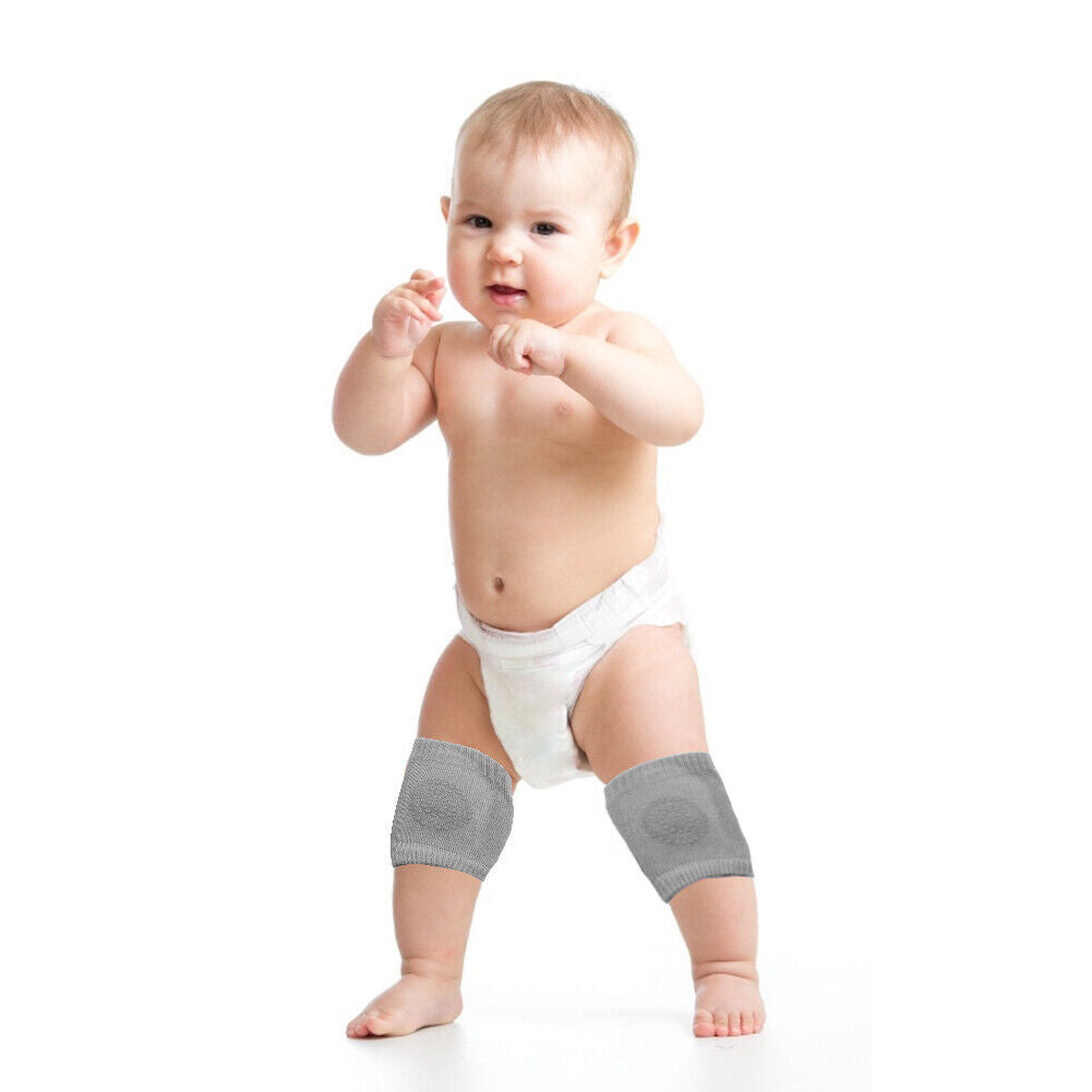 0-24M Kids Non Slip Crawling Elbow Knee Pads Infants Baby Kneecap (Grey)