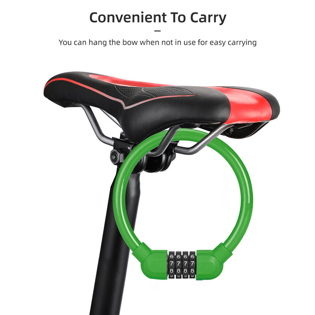 Bicycle Safety Cable Locks MTB Anti Theft 4 Digit Password Lock (Green)