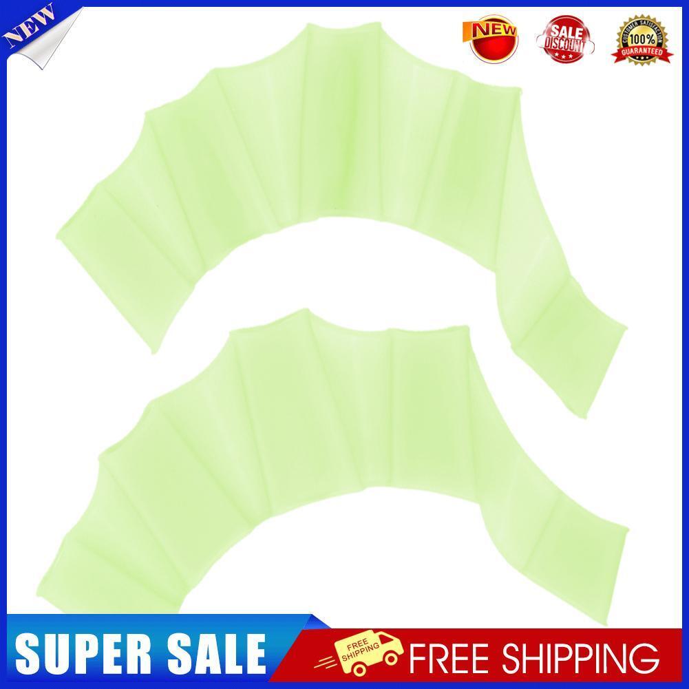 Finger Webbed Swim Gloves Fins Hand Web Flippers Training Paddles (Green L)