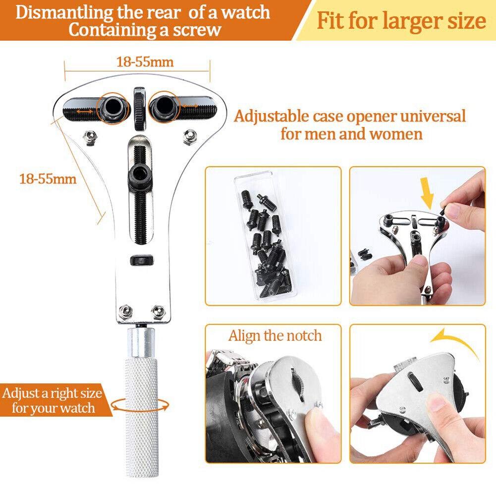 185x Watchmaker Watch Repair Link Pin Remover Back Case Opener with Hammer