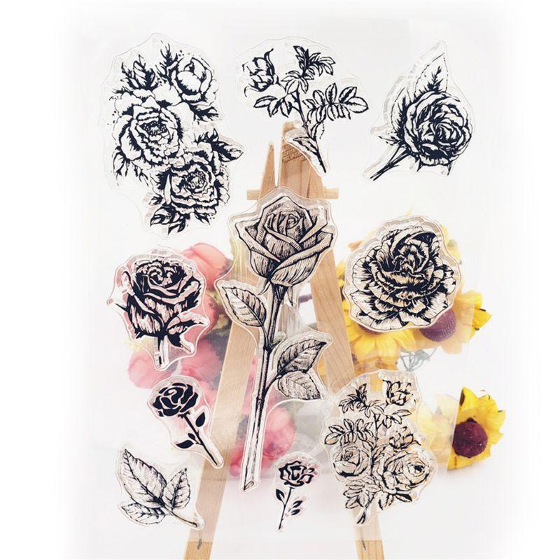 Rose Flower Silicone Clear Stamp Flowers Shape Stamps Greeting  Invitation Card