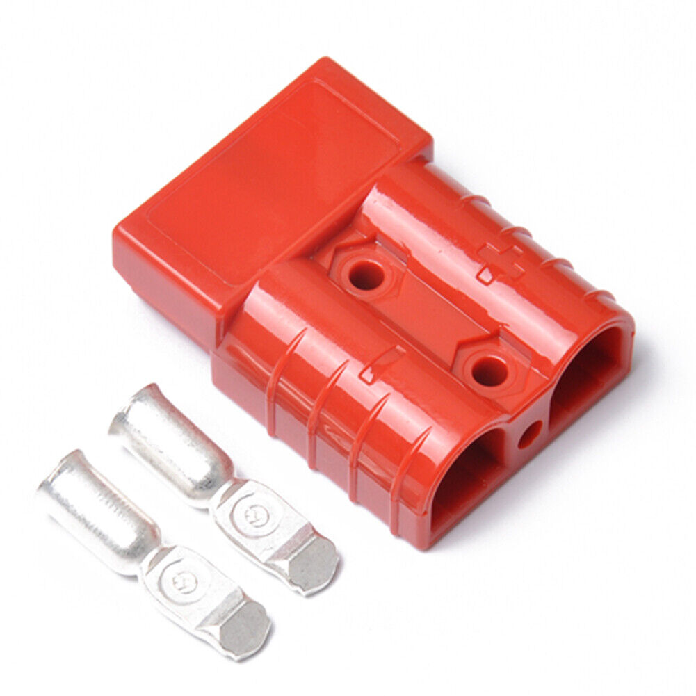 50A Battery Charging Bipolar Plug with Terminals Portable Connector (Red)