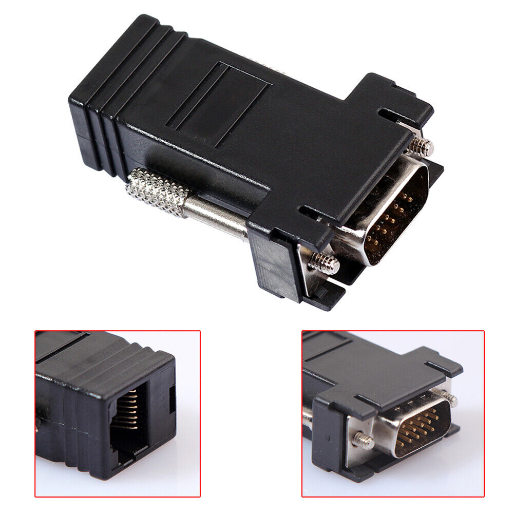 2pcs VGA Extender Female/Male to Lan Cat5e/6 RJ45 Ethernet Female Adapter