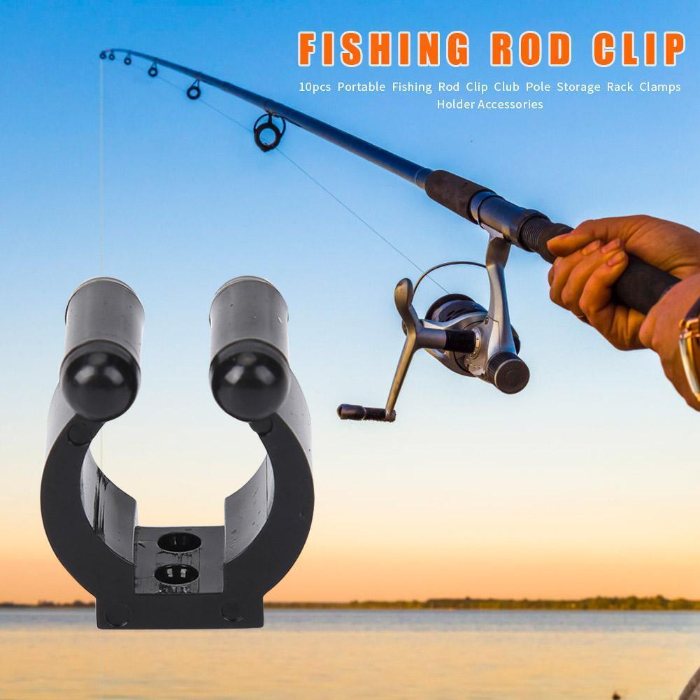 10pcs Fishing Rod Storage Clips Portable Club Pole Rack Clamps Holder (M)