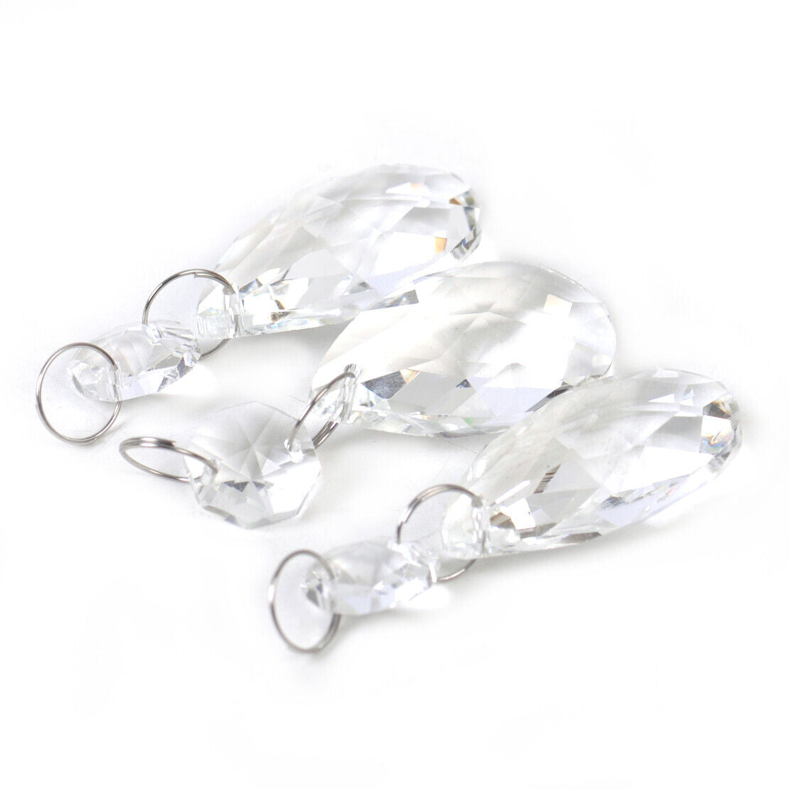 15x 38mm Clear Glass Crystal Chandelier Bead Drops Prisms Hanging Pendant Li