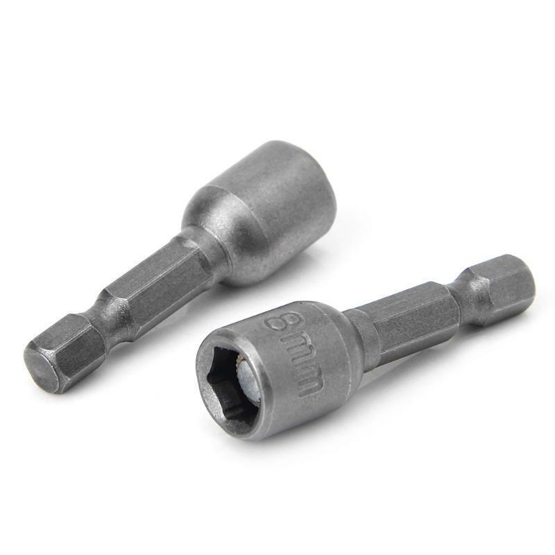 10 Pcs Magnetic Nut Driver Set 8mm 5/16" Socket Adapter Hex Drill Bit