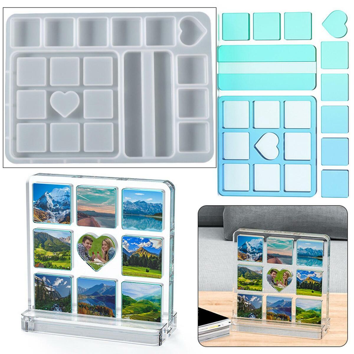 Love Heart Square Photo Frame Silicone Mold Decorative Picture Display Stand