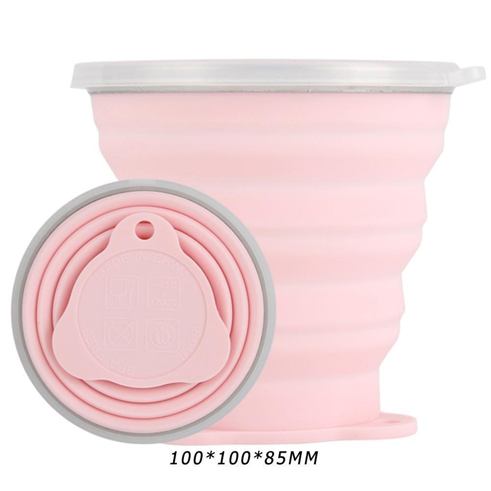 270mL Foldable Silicone Cup Outdoor Retractable Ultra-thin Water Mug (Pink)