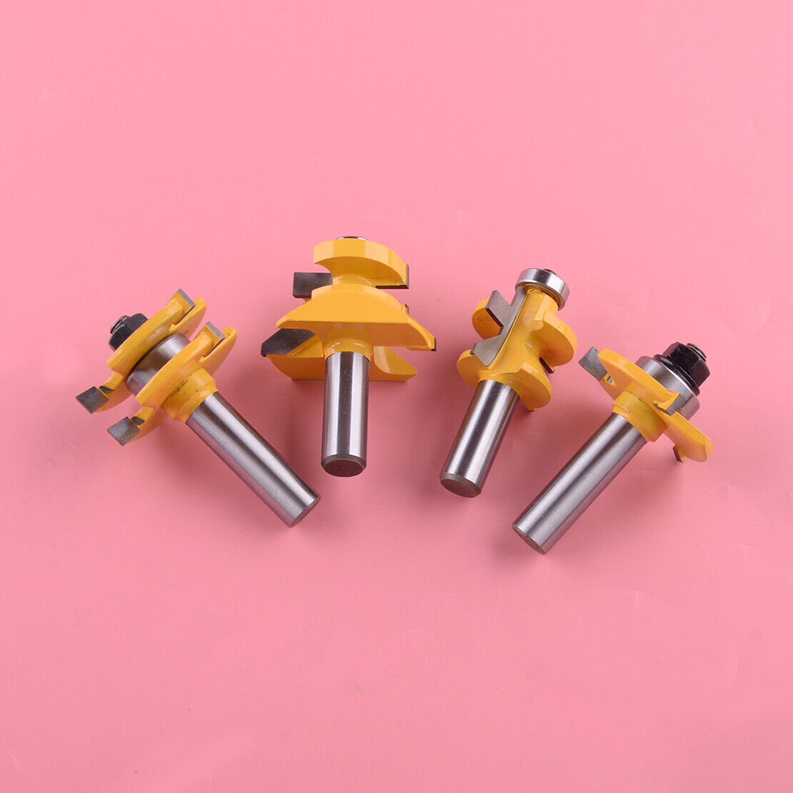 4x Flooring 4 Bit Tongue and Groove V Notch Router Bit Set - 1/2" Shank