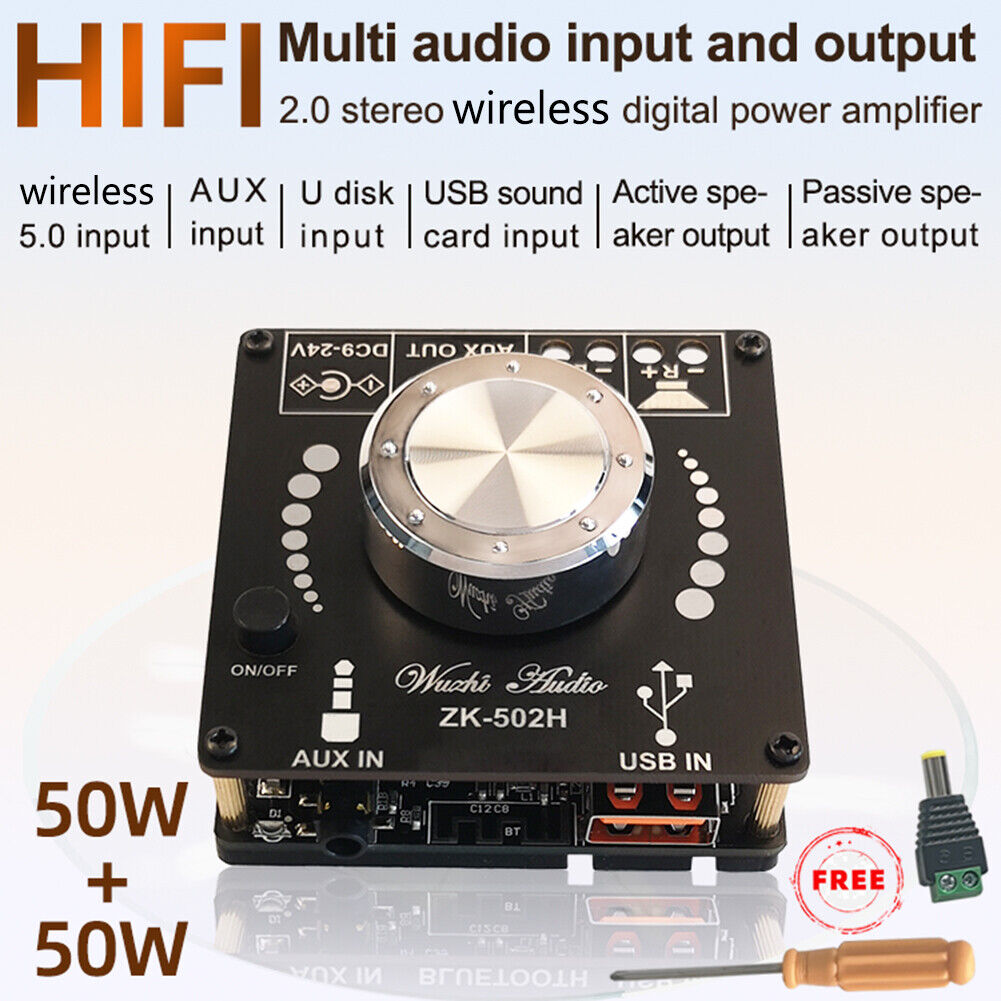 ZK-502H 2x50W HiFi Bluetooth-compatible Amp Digital Power Amplifier Board
