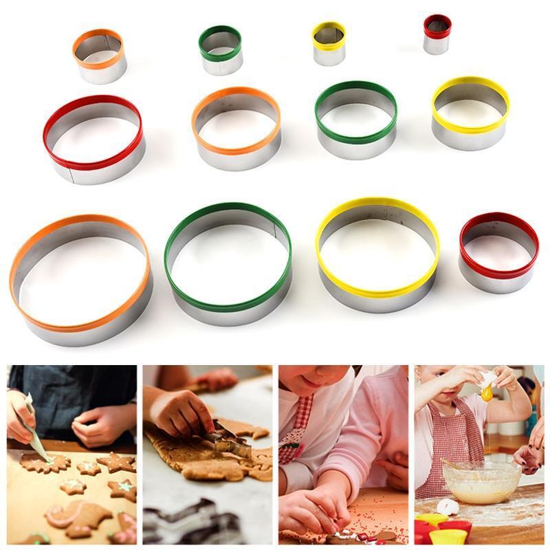 12 Pack Round Cookie Cutter Set Mousse Rings Biscuit Moulds Cookie Molds