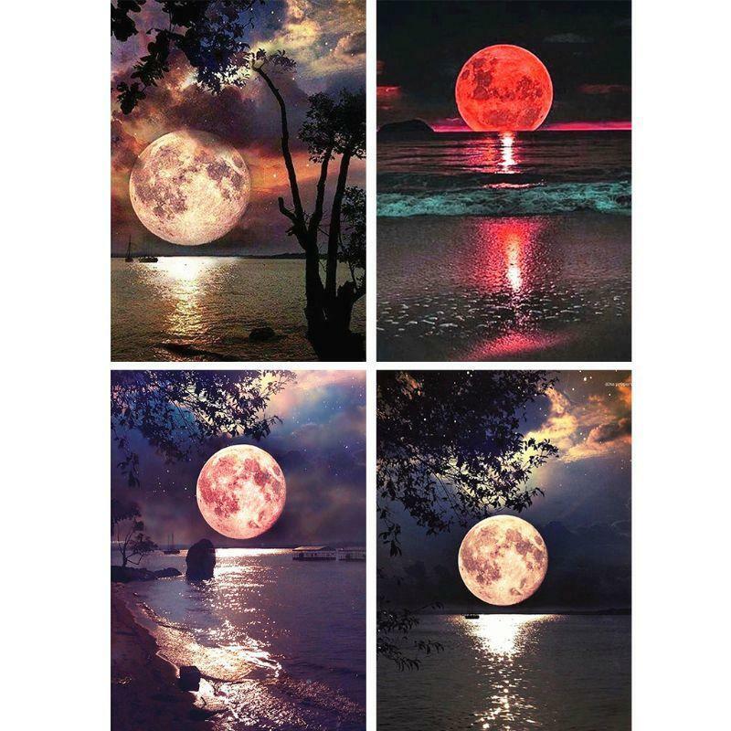 4 Pack Night Moon 5D DIY Diamond Painting Kits Full Drill Rhinestone Embroidery