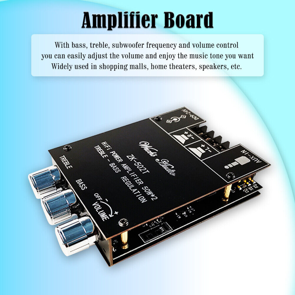 ZK-502T 50Wx2 HIFI 2.0 Channel Stereo Amplifier Module Audio Speaker Board