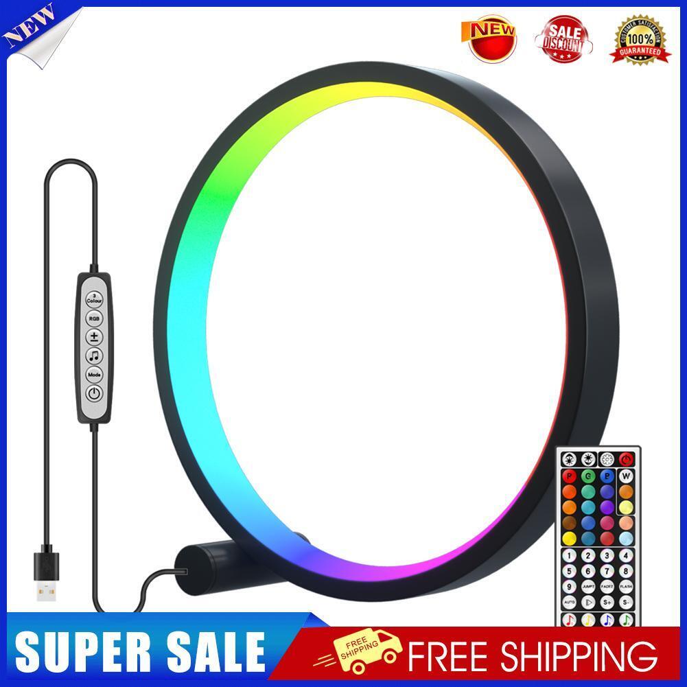 LED Ring Night Light RGB Remote Control Bedroom Table Lamp Lighting Fixture