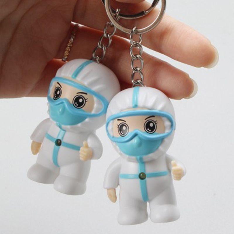 LED Pendant Jewelry Key Chain Pendant Decorations Luminous Cartoon Nurse Keyring