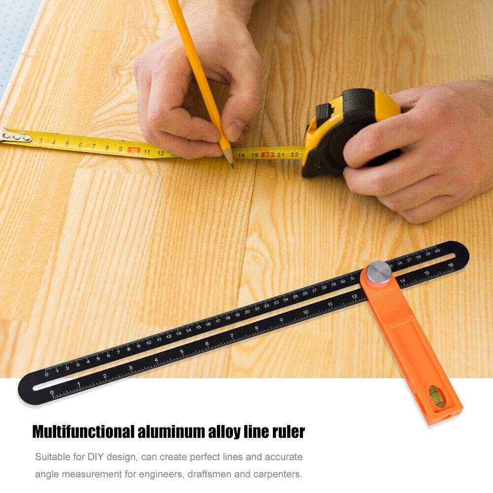 Angle Ruler Gauge Sliding T-Bevel Wooden Marking Protractor with Bubble (L)