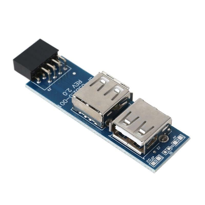 Motherboard 9PIN to 2 port USB2.0 Adapter Connect USB devices Compat with USB1.1