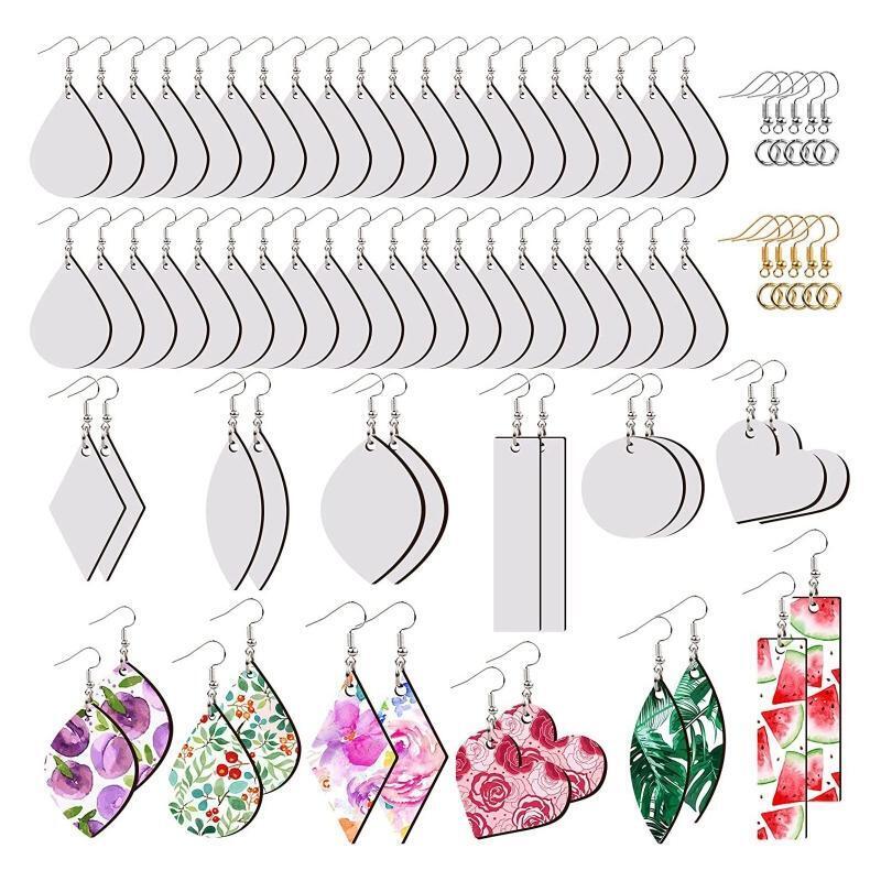 12PCS Sublimation Heat Transfer Earring Unfinished Wood Earring DIY Making Craft