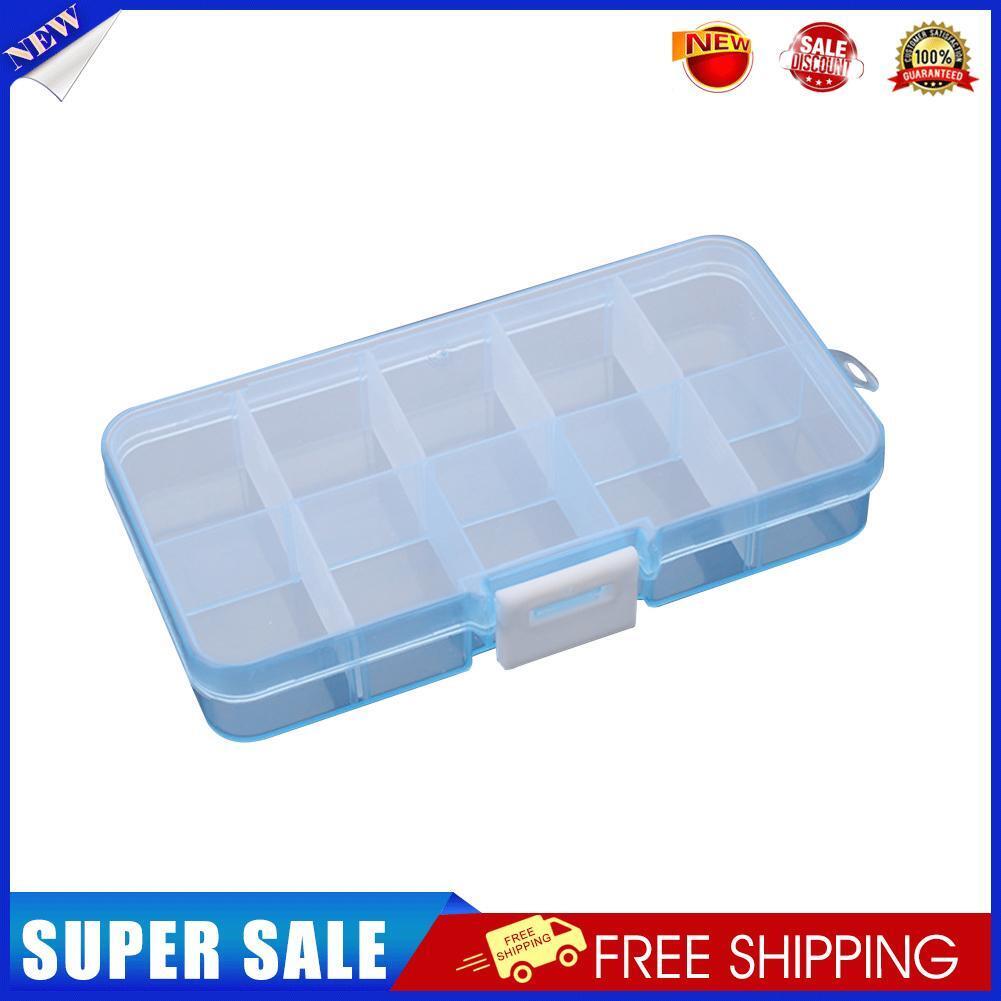 10 Grids Plastic Transparent Jewelry Pill Container Storage Box (Blue)