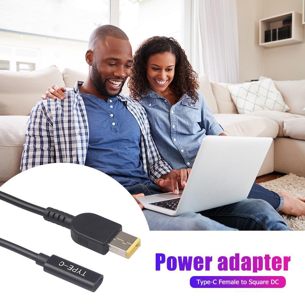 Type-C Female to Square DC Male Plug PD Charging Cable for Lenovo Thinkpad