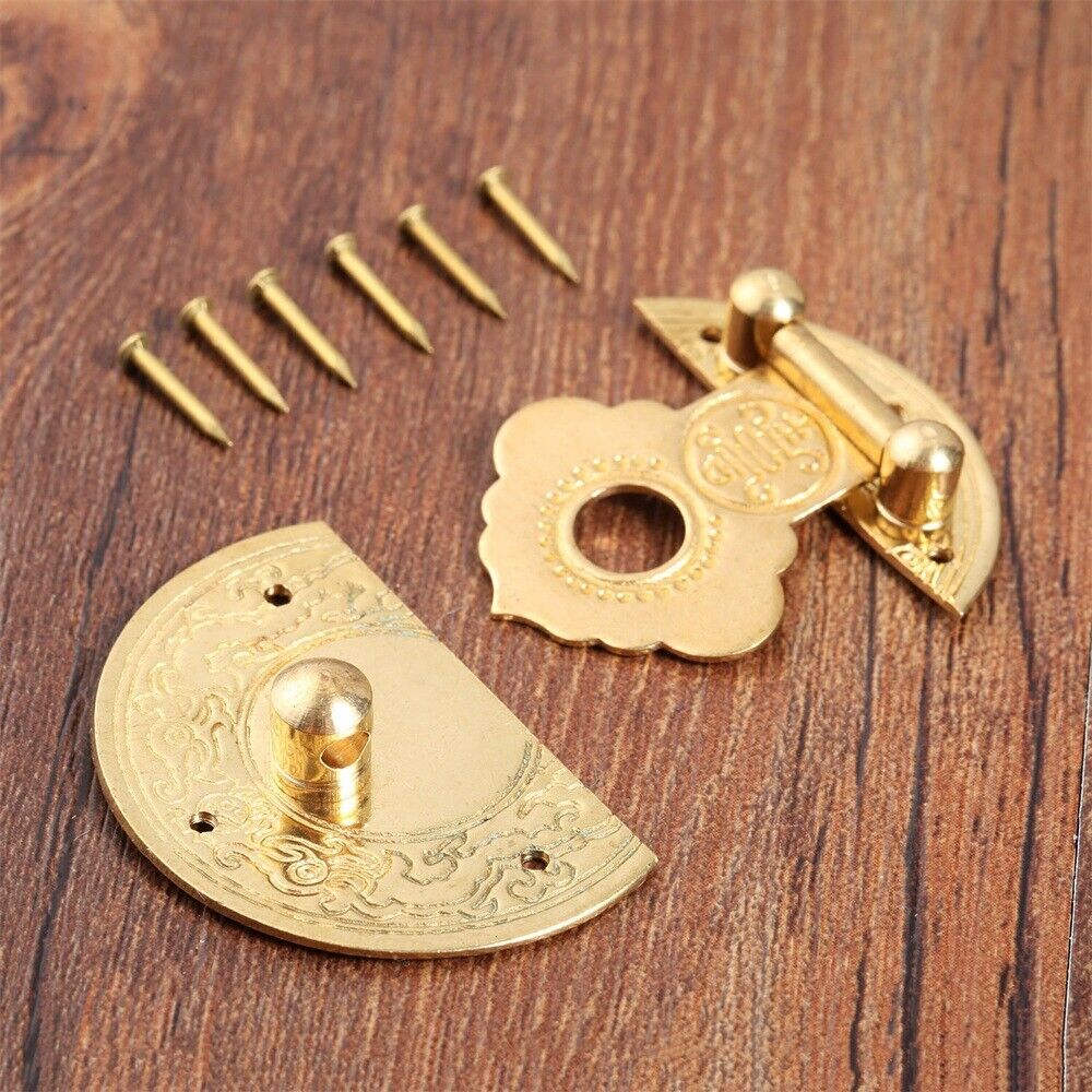 Small Classic Jewely Wooden Box Lock Latch 6 Nails 36mm/1.42" Chinese Tradition