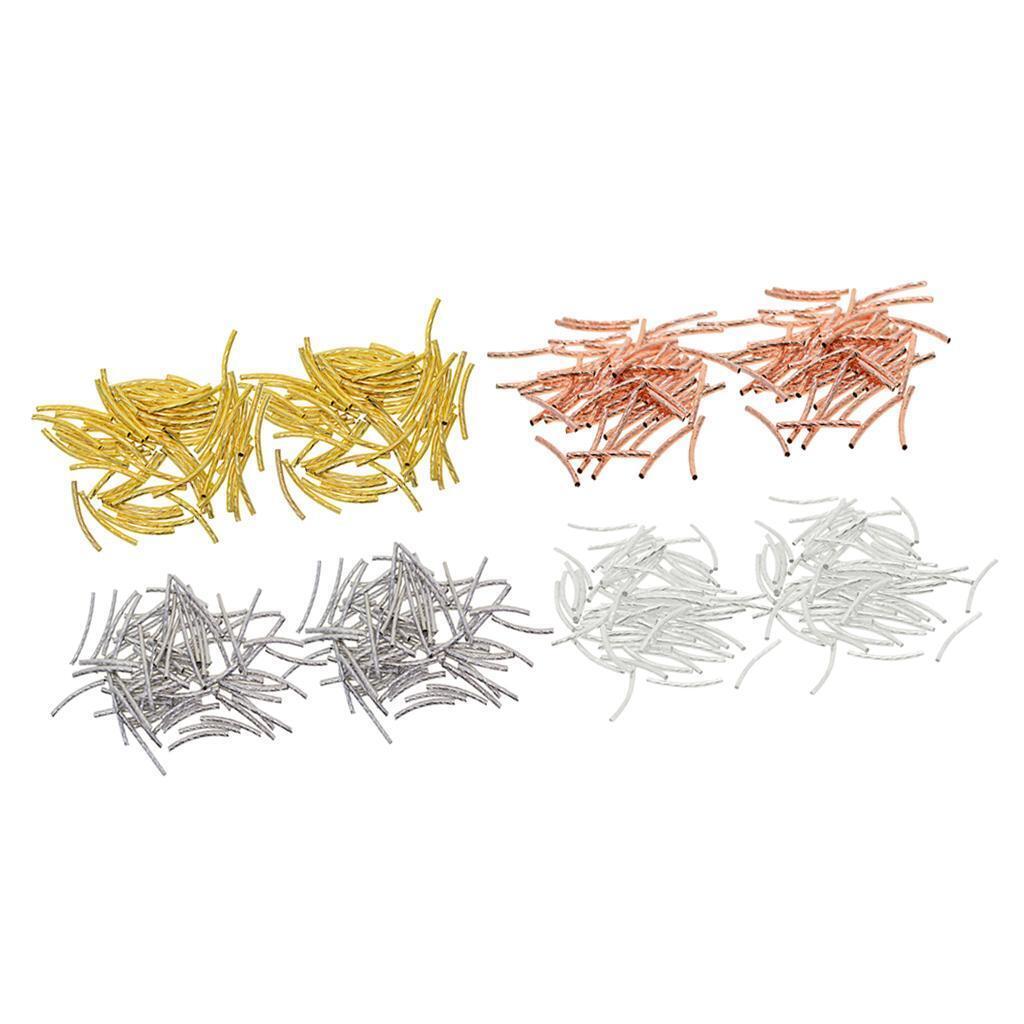 400Piece Engraved Curved Tube Noodle  Jewelry Making 25x2mm