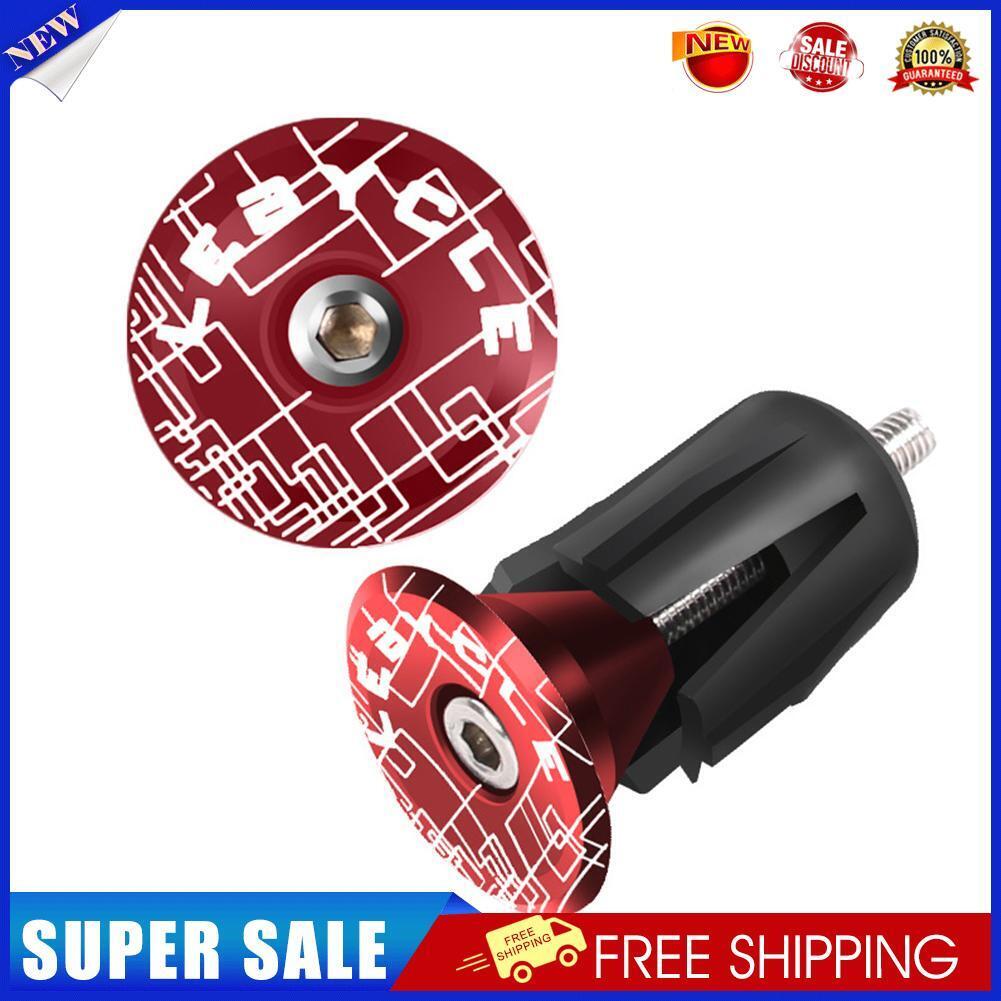 2pcs MTB Handlebar End Plugs Aluminum Alloy Road Bike Handle Grips (Red)