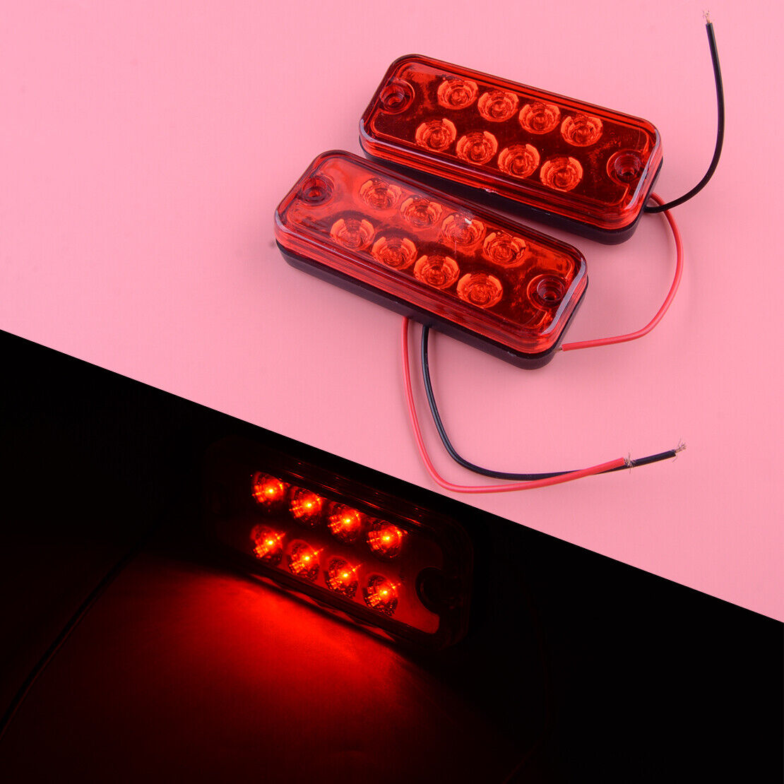 2Pcs Red 8LED Side Marker Indicator Tail Light Truck Lorry Trailer ATV SUV UTE