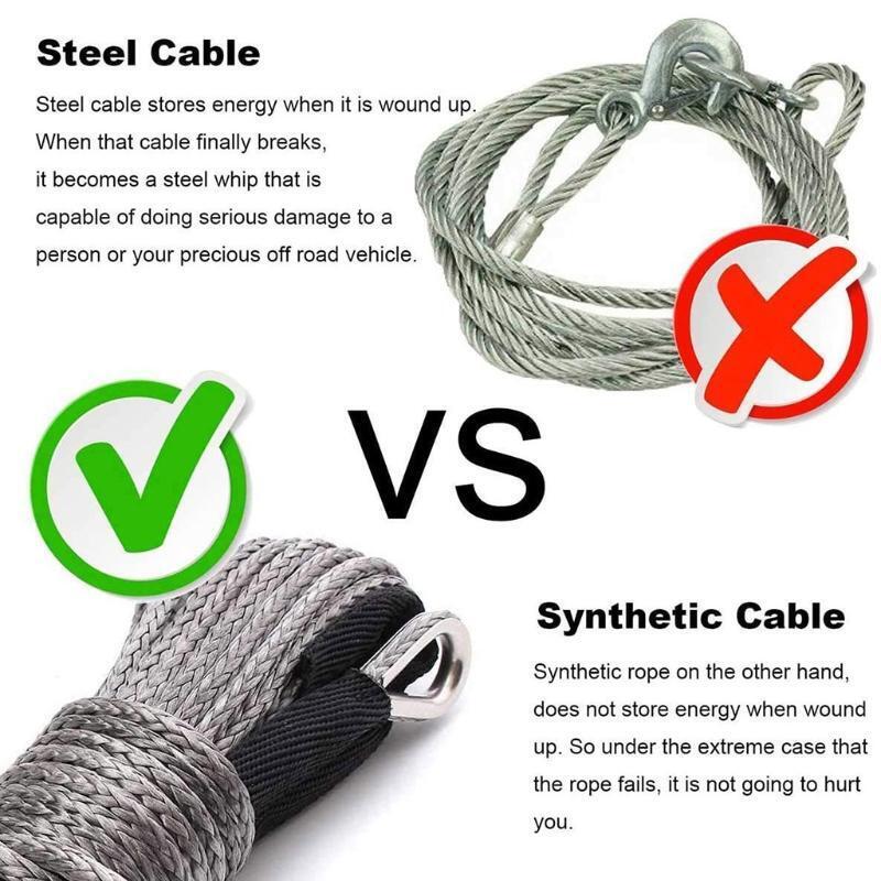 Vehicle Boat Synthetic Tow Rope Strap with Hooks Emergency Hauling Pulling Line