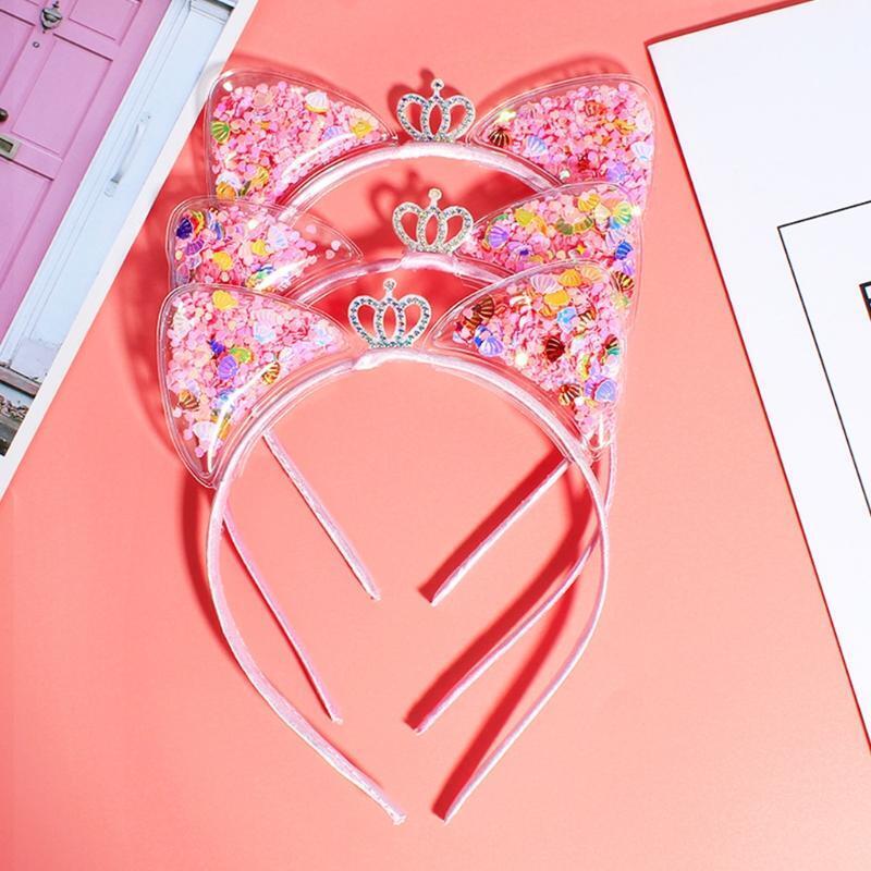 Cat Ears Headbands Colorful Sequins Kitten Ears Hairband Christmas Fance Dress
