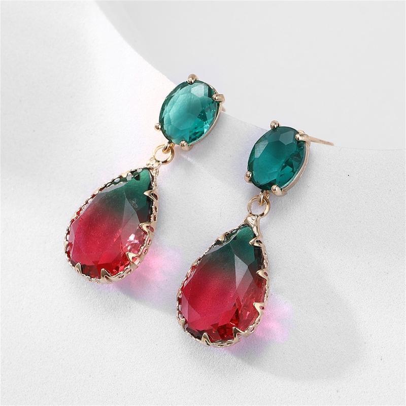 Nice Double-color Glass Pendant Earrings Water Droplets Earrings Dangle Earrings