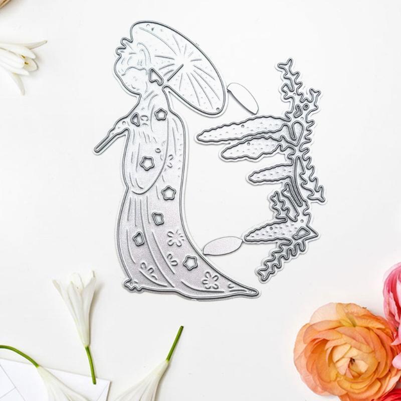 Antiquity Beauty with Umbrella Carbon Steel Cutting Dies DIY Scrapbooking Photo