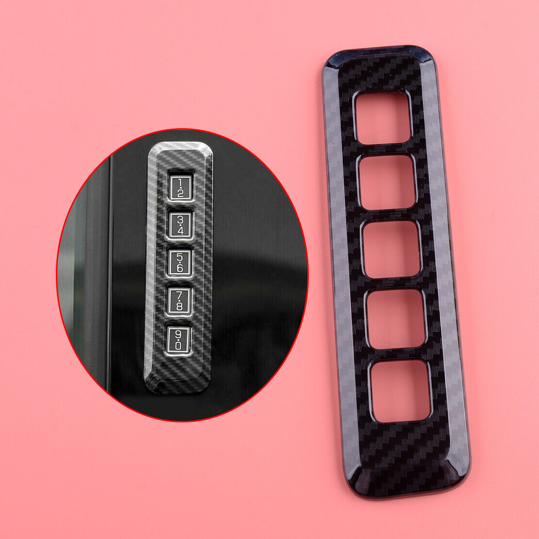 Carbon Fiber Style Door Lock Password Switch Trim Fit For Ford F150 Raptor 15-20